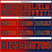 Custom Navy Red-Old Gold Mesh Authentic Gradient Fashion Football Jersey