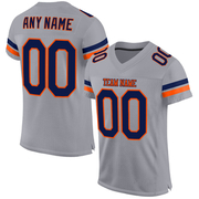 Custom Light Gray Navy-Orange Mesh Authentic Football Jersey