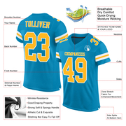 Custom Panther Blue Gold-White Mesh Authentic Football Jersey