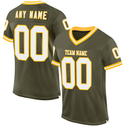 Custom Olive White-Gold Mesh Authentic Throwback Salute To Service Football Jersey