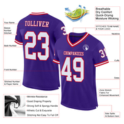 Custom Purple White-Red Mesh Authentic Throwback Football Jersey