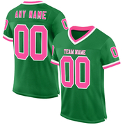 Custom Grass Green Pink-White Mesh Authentic Throwback Football Jersey