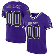 Custom Purple Black-White Mesh Authentic Throwback Football Jersey