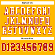 Custom Gold Red-White Mesh Authentic Football Jersey