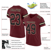 Custom Burgundy Black-Cream Mesh Authentic Football Jersey