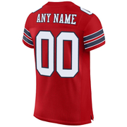 Custom Red White-Navy Mesh Authentic Football Jersey