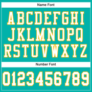 Custom Aqua White-Gold Mesh Authentic Football Jersey