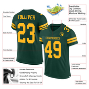 Custom Green Gold Mesh Authentic Football Jersey