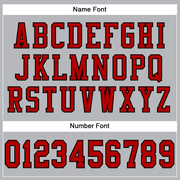 Custom Gray Red-Black Mesh Authentic Football Jersey