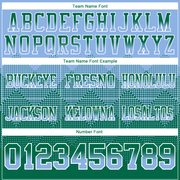 Custom Light Blue Kelly Green-White Mesh Authentic Gradient Square Shape Flag Football Jersey