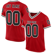 Custom Red Black-White Mesh Authentic Throwback Football Jersey