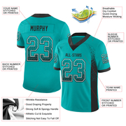 Custom Aqua Black-White Mesh Drift Fashion Football Jersey