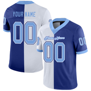 Custom Royal Light Blue-White Mesh Split Fashion Football Jersey