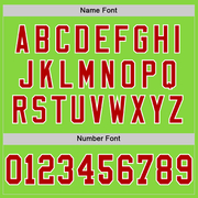 Custom Neon Green Red-White Mesh Authentic Throwback Football Jersey