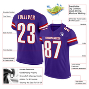 Custom Purple White-Red Mesh Authentic Football Jersey