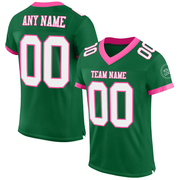 Custom Kelly Green White-Pink Mesh Authentic Football Jersey
