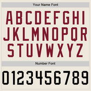 Custom Cream Black-Crimson Mesh Authentic Football Jersey