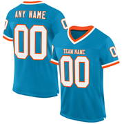 Custom Panther Blue White-Orange Mesh Authentic Throwback Football Jersey