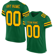 Custom Kelly Green Gold-Black Mesh Authentic Football Jersey