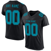 Custom Black Teal Mesh Authentic Football Jersey