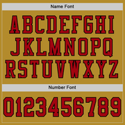 Custom Old Gold Red-Black Mesh Authentic Football Jersey