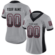 Custom Light Gray Black-Cardinal Mesh Drift Fashion Football Jersey