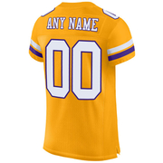 Custom Gold White-Purple Mesh Authentic Football Jersey