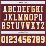 Custom Burgundy White-Gold Mesh Authentic Football Jersey