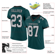 Custom Midnight Green Gray-Black Mesh Authentic Football Jersey