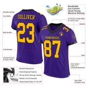 Custom Purple Gold-Black Mesh Authentic Football Jersey