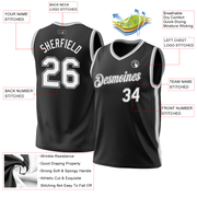 Custom Black White-Gray Authentic Throwback Basketball Jersey