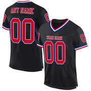 Custom Black Red-Royal Mesh Authentic Throwback Football Jersey