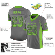 Custom Gray Neon Green-Navy Mesh Drift Fashion Football Jersey