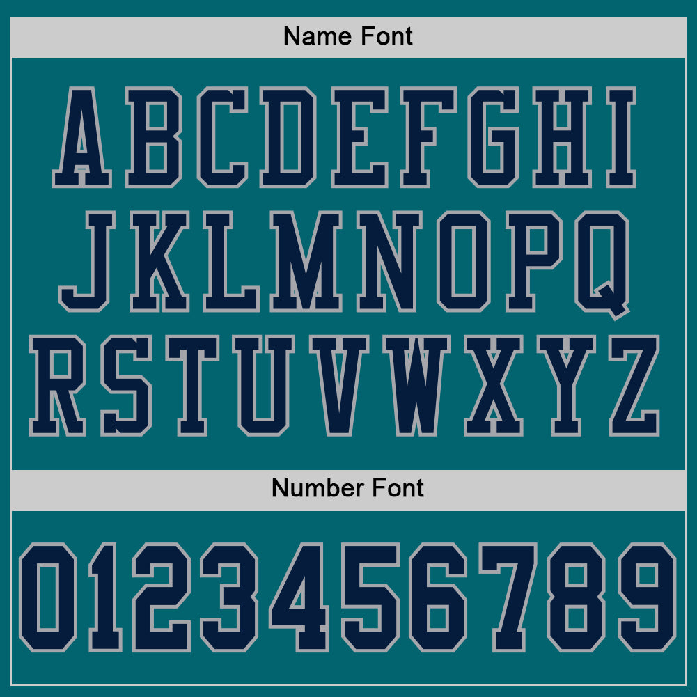 Custom Teal Navy-Gray Mesh Authentic Football Jersey
