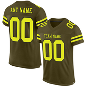 Custom Olive Neon Yellow-Black Mesh Authentic Salute To Service Football Jersey