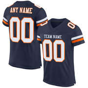Custom Navy White-Orange Mesh Authentic Football Jersey