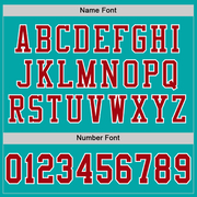 Custom Aqua Red-White Mesh Authentic Football Jersey