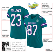 Custom Teal White-Purple Mesh Authentic Football Jersey