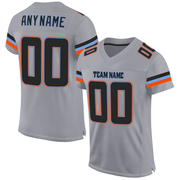 Custom Light Gray Black-Powder Blue Mesh Authentic Football Jersey