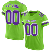 Custom Neon Green Purple-White Mesh Authentic Football Jersey