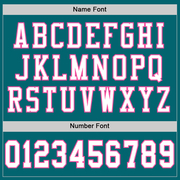Custom Teal White-Pink Mesh Authentic Football Jersey