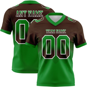 Custom Brown Grass Green-White Mesh Authentic Gradient Square Shape Flag Football Jersey