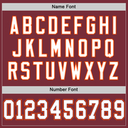 Custom Burgundy White-Orange Mesh Authentic Throwback Football Jersey