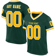 Custom Green Gold-White Mesh Authentic Throwback Football Jersey