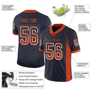 Custom Navy Orange-White Mesh Drift Fashion Football Jersey