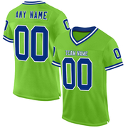Custom Neon Green Royal-White Mesh Authentic Throwback Football Jersey