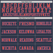 Custom Navy Orange-Blue Mesh Authentic Throwback Football Jersey