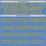 Custom Light Blue Gold Mesh Authentic Football Jersey