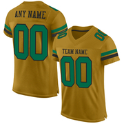 Custom Old Gold Kelly Green-Black Mesh Authentic Football Jersey