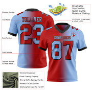 Custom Light Blue Red-Black Mesh Authentic Gradient Fashion Football Jersey